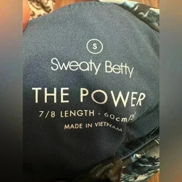 Sweaty Betty Small Leggings The Power 7/8 Length Marble Printed Yoga Workout - Picture 4 of 6